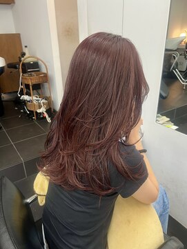 シベルバレー 横浜(sibell) セミロングレイヤーカット暖色カラーミディアムレイヤーロング