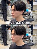 毛流れニュアンスルーズフェザーセンターパート大宮メンズパーマ