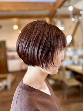 ショート/ショートボブ/ピンクブラウン