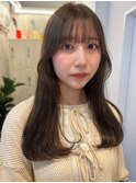 シースルーバング 顔周りカット 韓国ヘア 透明感 ベージュ