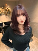 ロンド レア 天神大名店(Lond Le’a) ホワイトブロンド/イメチェンヘアスタイル/ワインレッド/艶髪