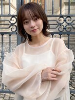 前髪 外ハネボブ くびれヘア  アプリコットオレンジ"