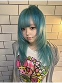 16559ブリーチダブルカラーハッシュカットルーツカラーエクステ