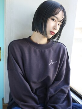 バース(BIRTH) 天神【BIRTH】透けバングぶつ切りボブ×くすみブルー