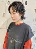 ウルフパーマ＋黒髪