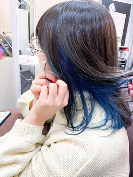 ミシェリー(misherry) インナーカラーネイビーイメチェンダークアッシュモード韓国風