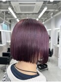 切りっぱなしボブ&ピンクパープル
