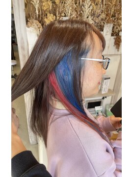 フロール(florun) イヤリングカラー×ブルー+オレンジ系