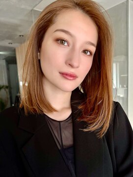 ミンクス 原宿店(MINX) 【MINX】くびれヘアアプリコットオレンジハイライトカラー表参道