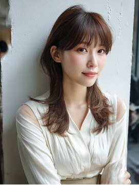 ミディアムレイヤー　くびれヘア【TELA HAIR取手店】