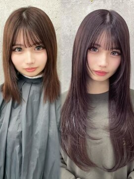 ワインレッド × 韓国風ロングレイヤー