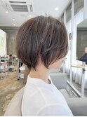 大人ショートヘアイルミナカラーグレーベージュ