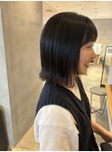 黒髪モード切りっぱなしボブ 阿倍野