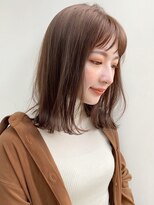 ミディアムイメチェン似合わせカットレッドブラウン