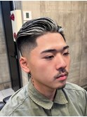 1527ハイライトグレージュハイトーン刈り上げ束間フェードカット