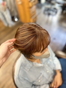 美容室ポール 西葛西店(PAUL) 白髪ぼかしハイライト　ショート×ベージュカラー　ナチュラル