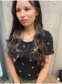 斜めバング/グレージュカラー/デザインカラー/シルキーベージュ
