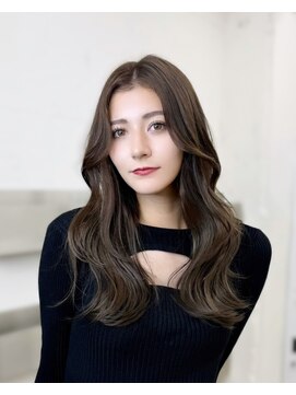 ノク 渋谷(nok) 韓国ヘアレイヤーカット_オリーブベージュウェットヘア