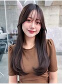 黒髪ボブルフネビージュ小顔ワンレン顔まわり韓国レイヤーカット