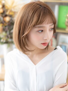 カバーヘア ブリス 北浦和(COVER HAIR bliss) ■ぱっつん前髪アプリコットオレンジ小顔ボブ302北浦和20代30代