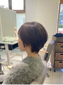 ホワイトグレージュミニウルフデジタルパーマチェリーブラウン