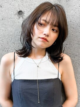 エインアンリー 表参道(AIN.ANLY.) 44ぱっつん前髪流し前髪鎖骨ミディアムボブ耳かけボブパーマ小顔