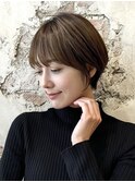 「岩田莉奈」40代50代に人気の似合わせ丸みショートボブ 新宿