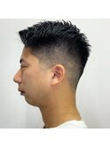 フェードカットスリークショートかき上げくせ毛カットk