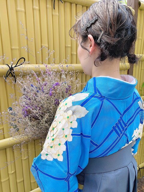 【Fー33】水色　籠目に紫陽花柄