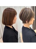 ショートボブ髪型40代50代60代前髪あり前髪なし【橋本】