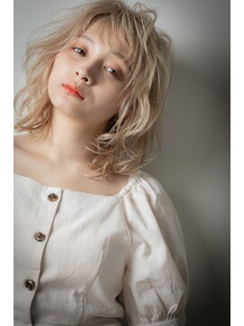 カバーヘア イヴ 戸頭店(COVER HAIR EVE) 透明感ハイトーンカラー抜け感ロングウルフパーマv戸頭20代30代