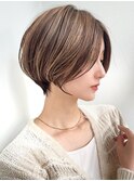 ショートボブ髪型30代40代50代前髪あり前髪なし面長丸顔【倉田】