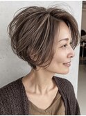 白髪ぼかし脱白髪染め似合わせショートボブ40代50代60代