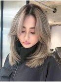 顔周りレイヤー大人ガーリーブロンド似合わせカット_ba578041