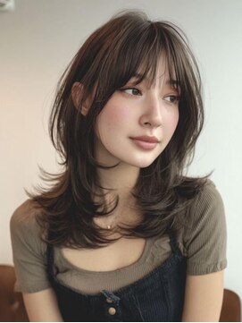 アース 天満橋店(HAIR & MAKE EARTH) ブリーチなしカラー◎韓国風レイヤーカット×顔周り小顔ミディ