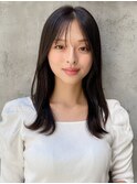 小顔 前髪 レイヤーカット ダークブルー ワンホンレイヤー "