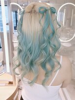 オモチャ 銀座(OMOCHA) 推し活映えリボンヘアアレンジ/ミントブルーリボンハーフツイン