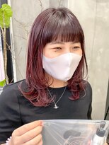 テトヘアー(teto hair)&nbsp;暖色カラーピンクカラーピンクパープルレイヤー簡単スタイリング