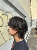 波巻きスパイラルパーマメンズウルフ名古屋栄カット