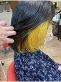 大人30代インナーカラーイエローボブ