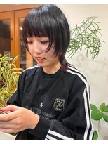 マイ ヘア デザイン 岡崎(MY hair design) ミディアムレイヤーウルフ*ツヤ髪透明感黒髪暗髪*20代