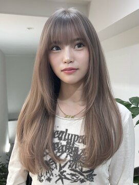 サンク 原宿 表参道(cinq) ヘーゼルベージュハッシュカットミディアムレイヤーカット韓国