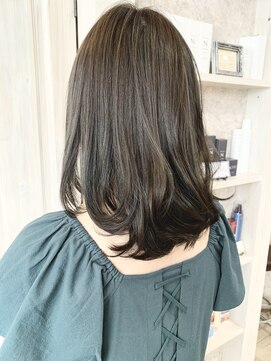 キャアリー(Caary) 福山市美容室Caary 人気シルキーベージュのワンカールロブ