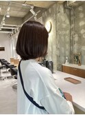 クラデーション ボブ 丸み オリーブ