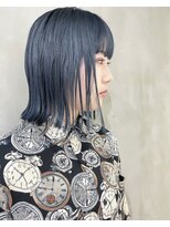 ダブルカラーケアブリーチハイトーンボブブルーカラーミニボブ