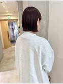 YOKE 切りっぱなしボブぱつっとボブ丸くない艶髪レッドボルドー
