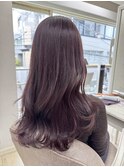 ブリーチなし大人可愛いピンクベージュ 透明感ピンクラベンダー