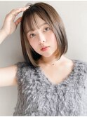 美髪イメチェンワイドバングイヤリングカラー内巻きボブa