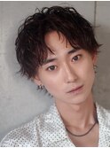 ミニウルフアップバングパーマ