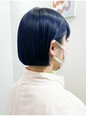 下北沢タッセルボブ切りっぱなしボブブリーチカラーレイヤーボブ